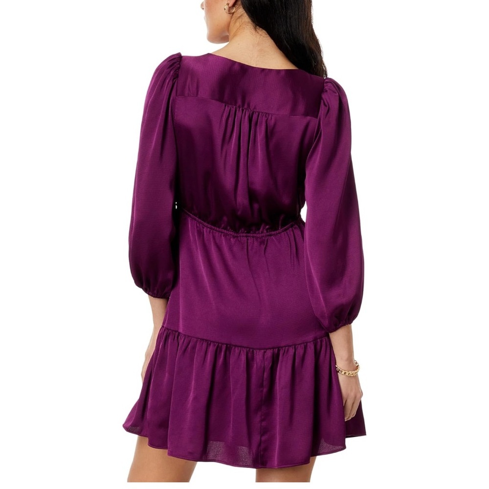 Lilly Pulitzer Deacon 3/4 Sleeve Satin Rich Purple Dress with Pockets! - Picture 3 of 8